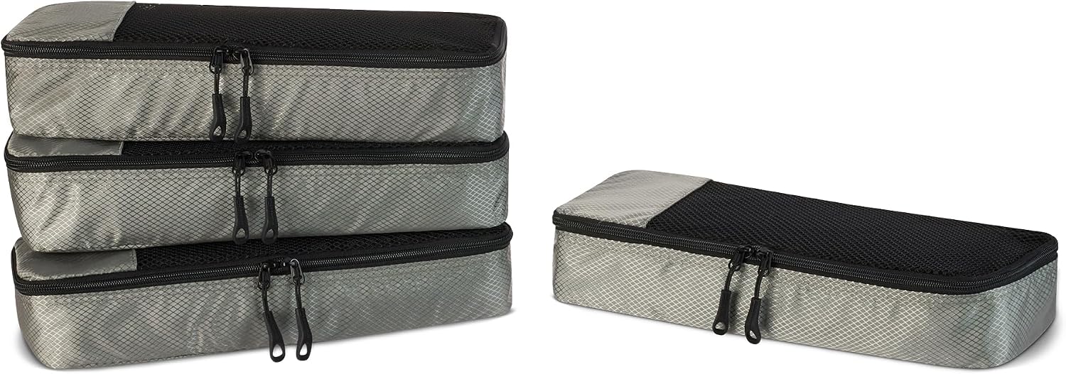 Amazon Essentials 4-piece packing cubes gray mesh set